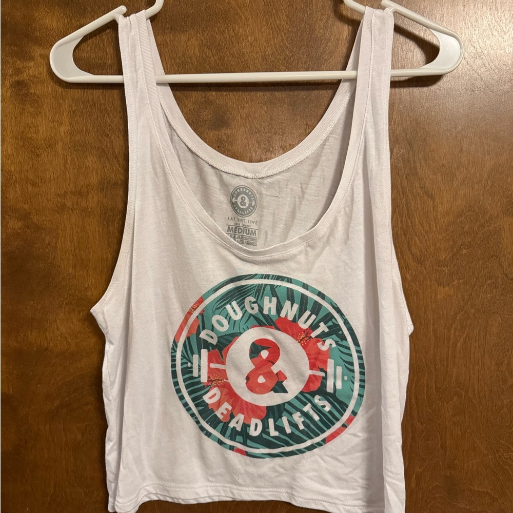 Cream and Green Sleeveless Crop Tank Top